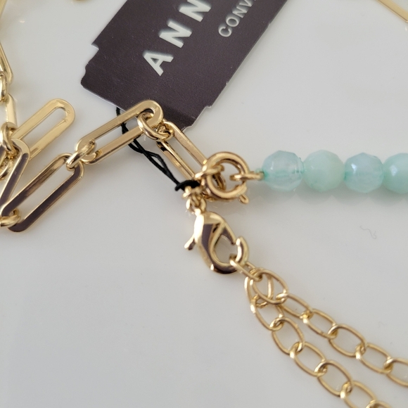 Anne Klein Layered Lariat Gold-Tone Beaded Necklace / Mint - Picture 9 of 9